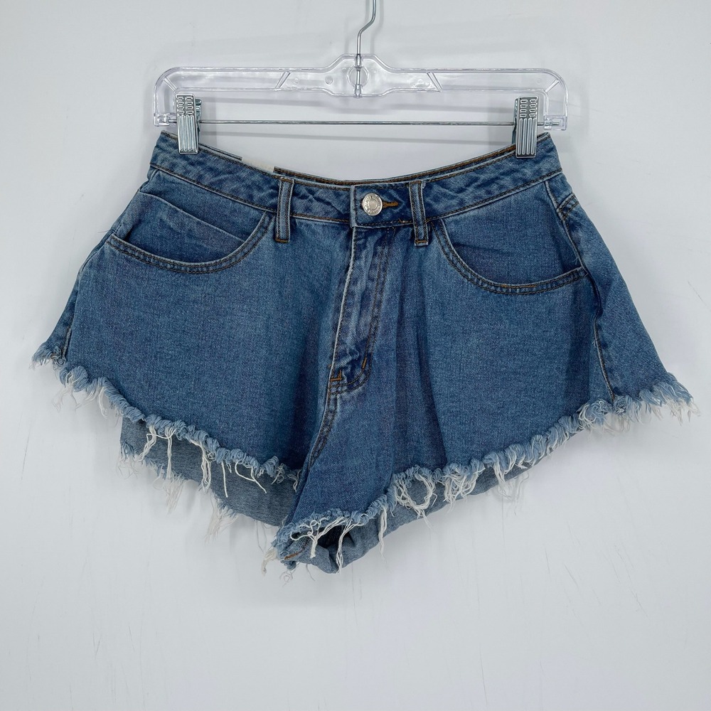 Almost Famous Junior's Y2K Style Blue Frayed Hem Cutoff Denim Jean Shorts Size 5